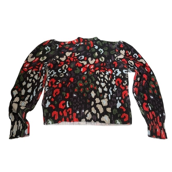 LIKE NEW 525 Multicolor Leopard Print 100% Cotton Knit Puff Sleeve Sweater Sz M - Picture 3 of 9